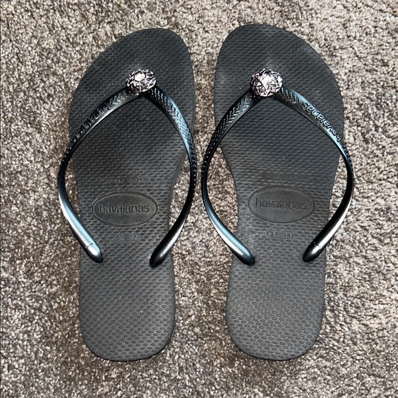 Havaianas Shoes - Havaianas Women's Black Sandals Embellished Straps Size 7-8 Brand new w/o tags